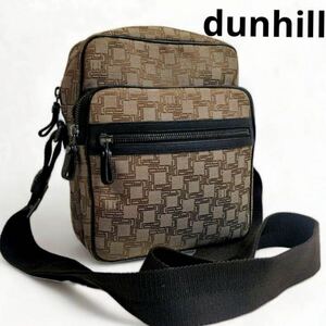 1円【新品未使用×現行品】dunhill ダンヒル ディーエイト キャンバス×レザー ショルダーバッグ ポシェット 斜め掛け ブラウン