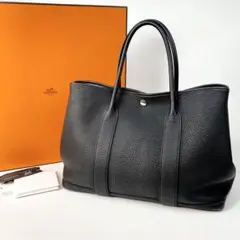 エルメス HERMES ガーデンパーティ PM 黒 SV金具 ネゴンダ C刻印