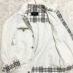 【極美品 希少色●L】バーバリーブラックレーベル デニムジャケット ストレッチ ノバチェック BURBERRY BLACK LABEL ブルゾン ライダース