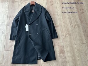 新品 COMME CA ISM MEN コムサイズム メン カシミヤ混 ダブルブレスト Pコート 05ブラック Sサイズ 20WA05 定価39,800円