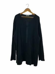 yohji yamamoto POUR HOMME◆フロントシミ有/長袖Tシャツ/3/コットン/BLK/HR-T37-083//