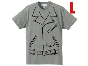 だまし絵 Wライダース T-shirt GRAY L/the real mccoy