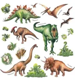 子ども部屋　水彩カラフルな恐竜 (小) ウォール ステッカー デコ　インテリア