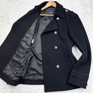 【極美品Lサイズ!!!】BURBERRY BLACK LABEL バーバリーブラックレーベル ナポレオン ピーコート シャドーチェック 黒 銀ボタン メンズ