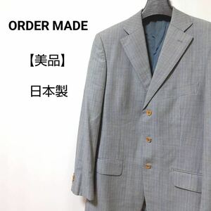 【美品】ORDER MADE　日本製　メンズ　テーラードジャケット 最高級別注タグ 高級品質 M 東京ジョンフォード メンズスーツ ストライプ