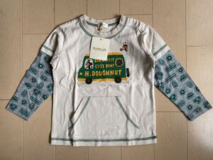 新品　HusHusH（ハッシュアッシュ）kids キッズ　子供服　ロングスリーブ　ロンT 長袖Tシャツ 95cm ドーナツ柄　バス　グリーン　緑