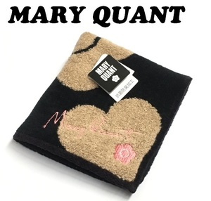 【MARY QUANT】（NO.3748）マリークワント　タオルハンカチ ブラック×ベージュ　ハート　未使用　マリクワ