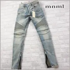 新品【mnml】M14/裾Zip ストレッチ バイカー スキニー デニムパンツ