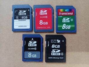 SDカード　SDHC　8GB　5枚セット　②　　ジャンク扱い