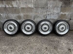 BBS RS 4本 15インチ　6J×15+38　希少　 PCD100 4穴　アルミホイール　スズキ用BBSナット　ロックナット　専用レンチ付き