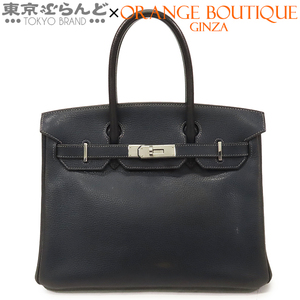 101758329 エルメス HERMES バーキン 30 □K刻印 ネイビー シルバー金具 ヴァッシュリエジェ ハンドバッグ レディース