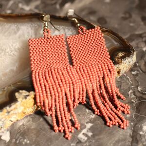 USA VINTAGE BEADS FRINGE DESIGN EARRING/アメリカ古着ビーズフリンジデザインピアス