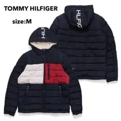 TOMMY HILFIGER 中綿ジャケット フード ボア ロゴ M ネイビー