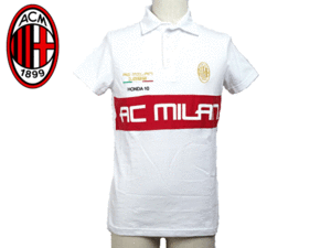 AC MILAN ACミラン ACM MI-90 POLO 別注 本田10 刺繍オンネーム入り ロゴ刺繍入り ホワイト ポロシャツ 日本M程度