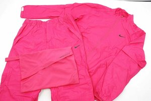 coco★ナイキ★NIKE★2WAYレインウェア上下★収納袋付き★ピンク★M★USED★85988