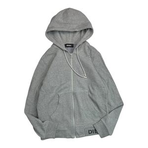 【美品】 DIESEL ディーゼル ジップパーカー フーディー スウェット トレーナー 鹿の子 無地 グレー M