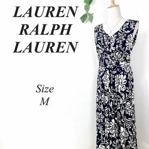 LAUREN RALPH LAUREN ローレンラルフローレン カシュクール風 ノースリーブ 花柄ワンピース ストレッチ 伸縮性 ロングワンピース ドレス