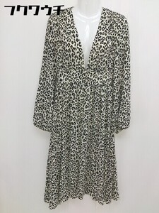 ◇ MOUSSY マウジー 豹柄 レオパード 長袖 カーディガン ガウン サイズF アイボリー ブラック系 レディース