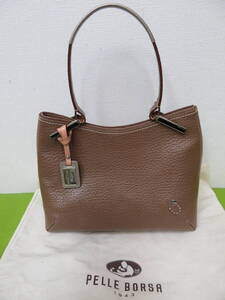 ♪♪82692　美品 PELLE BORSA ペレボルサ　レザー ハンド ワンショルダー バッグ 茶系 ♪♪