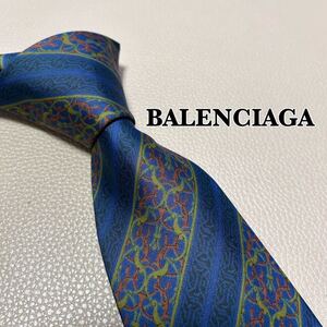 BALENCIAGA バレンシアガ ネクタイ　ストライプ ドット　チェック 総柄　ハイブランド　ネイビー　紺色 高級シルク　高級ブランド