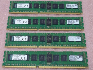 ΦKingston KVR13R9D8/8 4枚セット *PC3-10600R/DDR3-1333 Sk hynixチップ ECC REG/Registered 240Pin DDR3 RDIMM 32GB(8GB x4) 動作品
