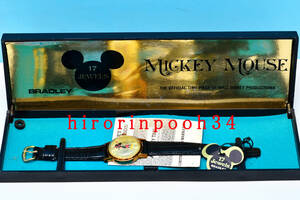  BRADLEY ● ミッキーマウス 手巻き時計 ● 高級1７石仕様 ● ゴールドトーン　 ディズニー