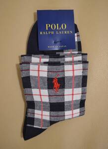 新品　タグ付き　女性　 POLO RALPH LAUREN 　ポロラルフローレン　綿混チェック柄ソックス　日本製　送料無料　　 