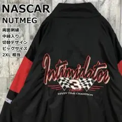 NASCAR 両面刺繍ロゴ 2XL 黒×赤 中綿 ナイロン レーシングジャケット