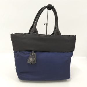 【中古】PRADA トートバック バイカラー ネイビー ブラック 1BG959