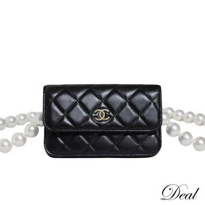 SALE 美品 CHANEL シャネル ミニマトラッセ パールチェーン AP1839 チェーンウォレット ブラック レディース ショルダーバッグ