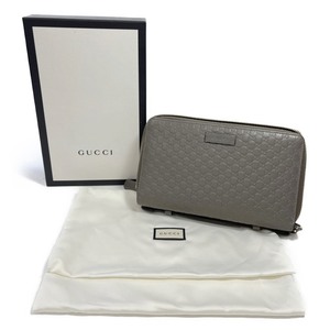 ◆◆ GUCCI グッチ ファスナー トラベルドキュメントケース　マイクログッチッシマ 544250 ライトグレー やや傷や汚れあり