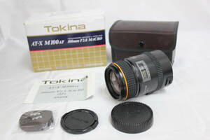 【返品保証】 【元箱付き】トキナー Tokina AT-X AF 100 Macro Internal Focus 前後キャップ ケース付き キャノンマウント レンズ v7995