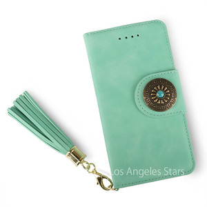iPhoneXS ケース アイフォーンXs アイホーンXs カバー 手帳型 ストラップ マグネット ミラー 緑 グリーン ワイヤレス充電対応 