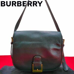 Burberrys オールド　バーバリー　ロンドン　レザー　ショルダーバッグ　フラップ　緑　ヴィンテージ グリーン