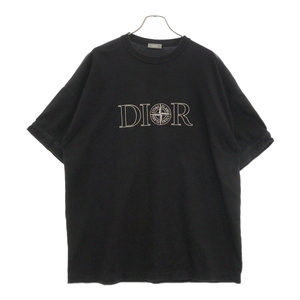 DIOR ディオール 24AW ×STONE ISLAND ストーンアイランド ロゴエンブロイダリー 半袖Tシャツカットソー ブラック 493J638B0554