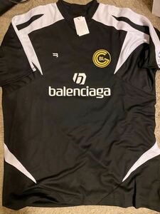 未使用 BALENCIAGA バレンシアガ PARIS SOCCER Tシャツ サッカーシャツ ユニフォーム ロゴ ブラックサイズS 新品