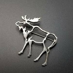 BW トナカイ フレームワーク 925 シルバー ヴィンテージ ブローチ 銀細工 アニマルモチーフ Reindeer Y16-L