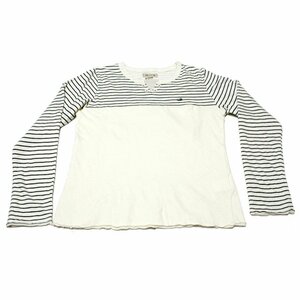 新品正規60％OFF COMME CA EASY LIVING コムサイージーリビング Tシャツ M ベージュ スウェット使い キュート 襟デザイン 切替柄