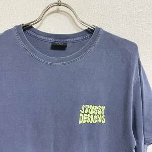 STUSSY ステューシー 半袖 Tシャツ カットソー プルオーバー ショート スリーブ バック プリント ブルー メンズ サイズ S ＊59