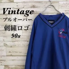 【k3484】USA古着90sヴィンテージ刺繍ロゴナイロンプルオーバージャケット