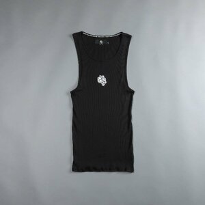 Darc Sport OHANA REP RIBBED TANK BLACK M ダルクスポーツ オハナ レップ リブ タンクトップ ノースリーブ ブラック 黒 狼 刺繍 筋トレ