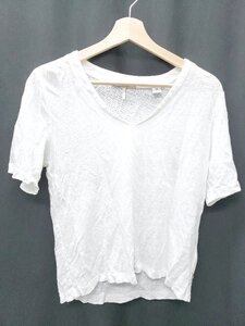 ◇ ⊂ SCOTCH & SODA スコッチ＆ソーダ リネン100% Vネック 半袖 Tシャツ カットソー サイズS ホワイト レディース P