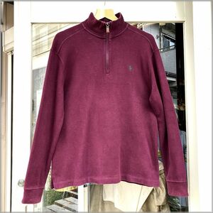 ★ポロ　ラルフローレン　ハーフジップ　長袖　プルオーバー　size M　エンジ★検 ニット スウェット トレーナー シャツ 古着