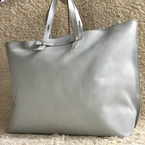 【超大容量!! 美品!!】FURLA フルラ ジョーヴェ GIOVE トートバッグ ハンド ロゴ ビジネス レザー 本革 メンズ 肩掛け◎ A4収納◎ ブルー