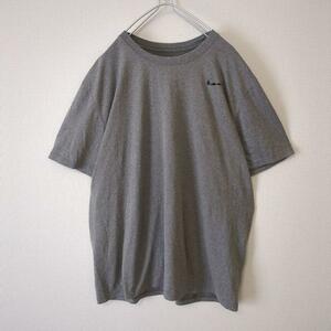 NIKE ナイキ Tシャツ ワンポイント ロゴ DRI FIT グレー 古着 XL