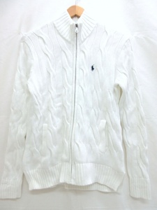 POLO RALPH LAUREN ポロ ラルフローレン フルジップニット S 160/84A ホワイト 211719049005 綿100% Made in China