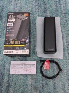 ◎0609u3002　エレコム モバイルバッテリー 20100mAh USB PD対応 52.5W Type-C×1 / USB-A×1 ブラック DE-C33L-20000BK