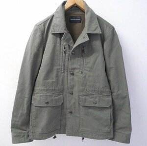 ◆LOUNGE LIZARD ラウンジリザード BROKEN TWILL F-2 MILITARY JACKET ヘリンボーン ミリタリー フィールド ジャケット カーキ サイズ2