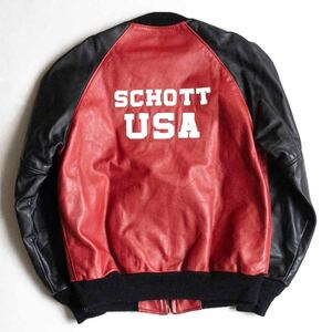 【美品】SCHOTT【AT108/レザー スタジャン】40 レザー ジャケット アメリカ製 ショット 2410417