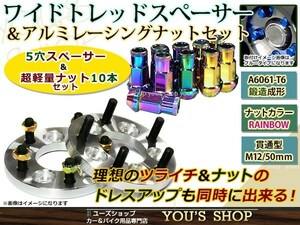 ステップワゴン/スパーダRF3-6 ワイド スペーサー 5H PCD114.3/M12 P1.5 15mm 2枚 レーシングナット M12 P1.5 焼き